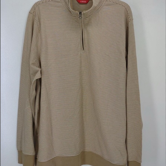 IZOD Sweat Shirt Mens Striped XXL /TTG TOP zip front - Picture 1 of 12